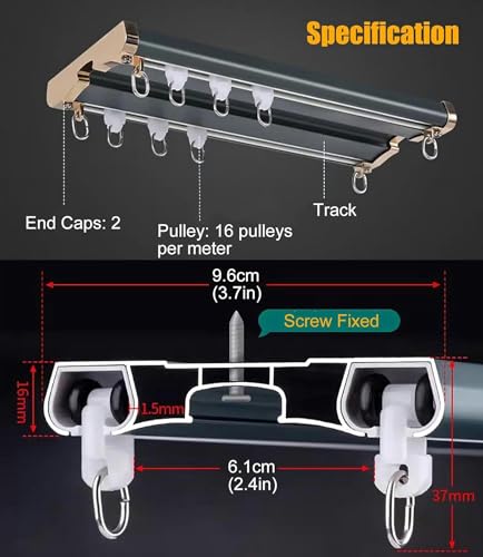Rieles de cortina de metal con diseño de doble riel resistente 3