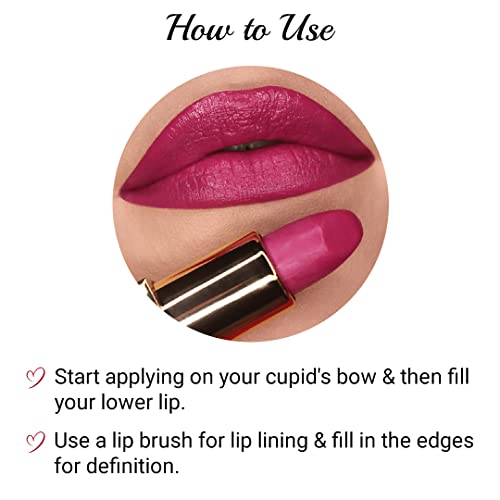 Image of Iba Long Stay Matte Lipstick for Women- M04 Wild Magenta, 4g | Creamy Matte Finish & Smooth Texture| Long-Lasting | Hydrated Lips | Enriched with Vitamin E| Intense Colour & Highly Pigmented | Lip Makeup