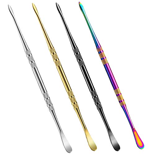 YOLOPARK Wax Carving Tool Set, 4 Color Stainless Steel Sculpting Tool Spoon, Silver Golden Black Rainbow 4.75 Inch, Major Key to Success (4Pieces)