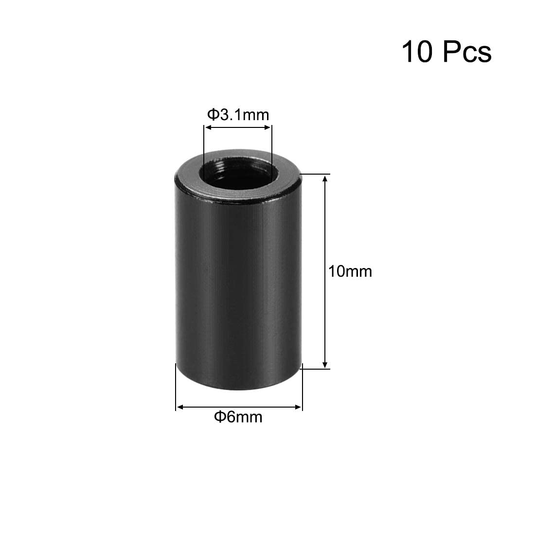 10 Distanziali Colonna In Alluminio M3x65mm Neri Per Quadricottero E Drone - Uxcell