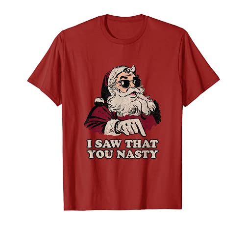 Divertido travieso Santa Feliz Navidad Camiseta