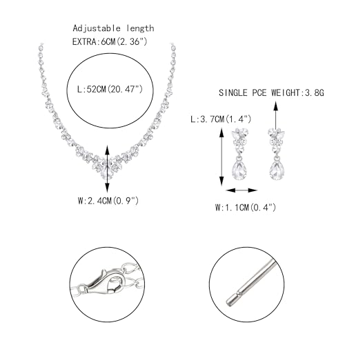 Collier Plastron Boucles d'oreilles Pendant Ensemble Strass Forme Rond Feuille - 5