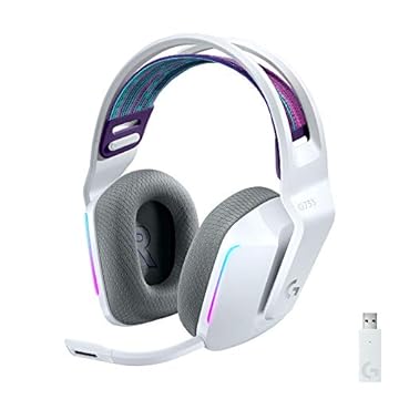 Headset Gamer Sem Fio Logitech G733 7.1 Dolby Surround com Tecnologia Blue VO!CE, RGB LIGHTSYNC, Drivers de Áudio Avançados e Bateria Recarregável para PC e PlayStation - Branco