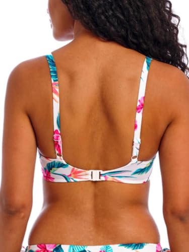 Freya Palm Paradise Plunge Bikini Top 36DD, White2