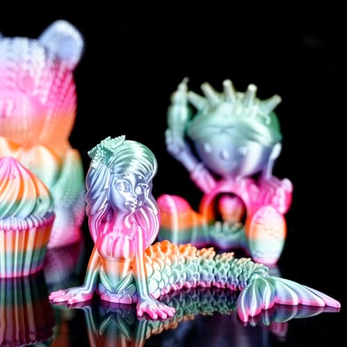 Image of Gratkit Silk Rainbow PLA Filament 1.75mm, Color Change 3D Printer Filament, + /-0.03mm, Multicolor 3D Printing Filament Rainbow Candy New