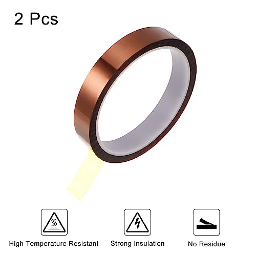 Image of HARFINGTON 2 Rolls Heat Tape High Temperature Heat Resistant Tape 15mmx33m(108ft) Sublimation Thermal Heat Transfer Tape for Sublimation Press No Residue, Yellow