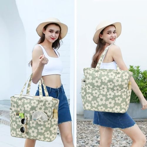 Image of Waterproof Beach Tote Pool Bags for Women Ladies Extra Large Gym Tote Carry On Bag With Wet Compartment for Weekender Travel