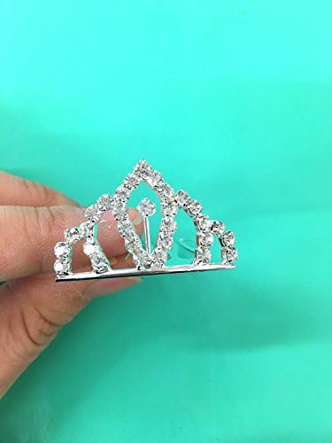Top Sell-Set of 12 PC silver rhinestone princess tiny tiara/princesses theme party/cupcake cake topper/breakfast at tiffanys 1'x1.5