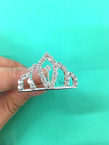 Set of 12 Pc Silver Rhinestone Princess Tiny Tiara / Princesses Theme Party / Cupcake Cake Topper / Breakfast At Tiffany 1" X 1.5"