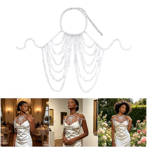 Cadena de perlas en capas para el pecho y joyeria ajustable de mujer 2