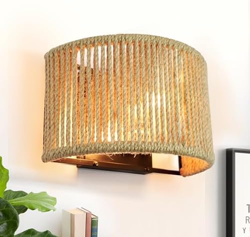 Arturesthome Retro Bohemian Sconce Lights for Corridor, Natural Rattan ...