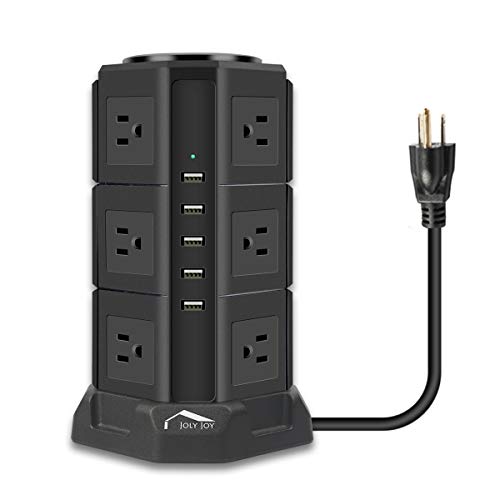 Tower Power Strip, Wellwerks Multi Plug Surge Protector with 12 Outlets and 5