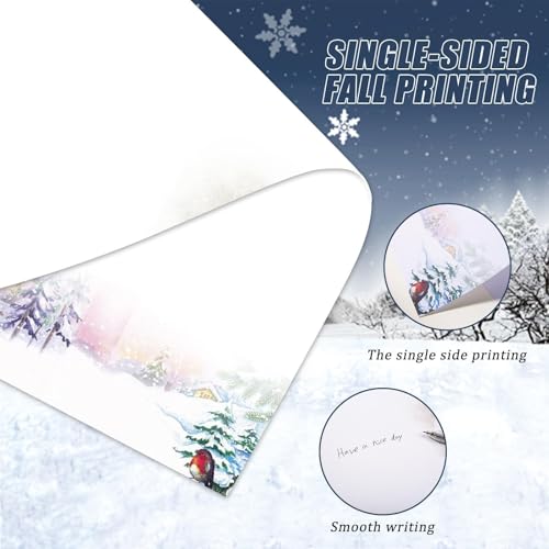 EggSun 60 Pcs Stationery Paper, Winter Computer Writing Paper,4 Design holiday event Border Letterhead for Invitations,Gifts,Holidays,Party Notes(8.5x11Inch) - Image 5