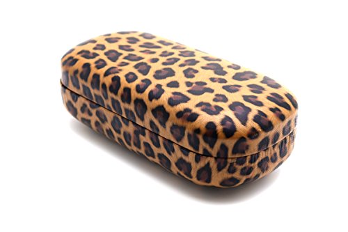 ColorViper Protective Hard or semi hard Shell Glasses Case for Eyeglasses and Sunglasses w Microfiber Cleaning Cloth - Choose Your size A (Medium size dark brown leopard 6.25 x3.25 x1.85 )