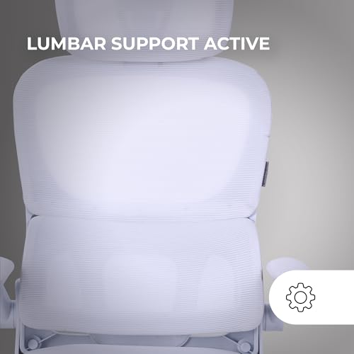 MGC-ERGOPRO, Sedia Ergonomica Professionale, Supporto Lombare Attivo, Rete Traspirante, Altezza Regolabile 120-130cm, Braccioli Ribaltabili, Poggiatesta Regolabile, Sedia Ufficio, Bianco - Sedia gaming - Immagine 1