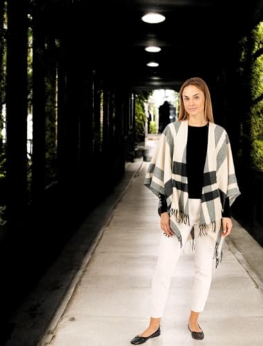 Image of Women's Shawl Wrap Poncho Ruana Cape Cardigan Sweater Open Front for Fall Winter Spring