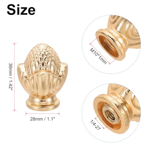 Image of PATIKIL 34 x 27mm Lamp Finials Caps Knob, 2 Set Solid Lamp Shade Top Decoration Screw Cap Nuts with Brass Reducing Adapter for Table Lamps Floor Lamps, Rose Gold Tone