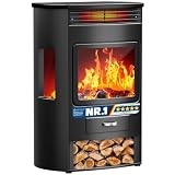 KESSER® Prio Elektrokamin mit Heizung Heizlüfter Fernbedienung WiFi App 950/1900 W Kamin elektrisch LED-Flammenef ...
