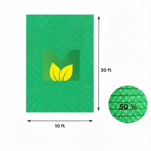 Image of MyOwnGarden Shade Net - 50% Shade for Green House Terrace Garden (10x20 FEET) UV Protected Shade net - Ideal for Garden & Nursery Use Durable Green Shade Net - Protects Plants from Sun & Heat