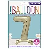 Unique Gold Standing Number 7 Foil Balloon 30", Packaged - Image 2