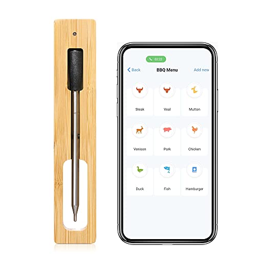 FENGCHUANG Termômetro de carne sem fio inteligente, aço inoxidável Bluetooth Wireless Thermometer di