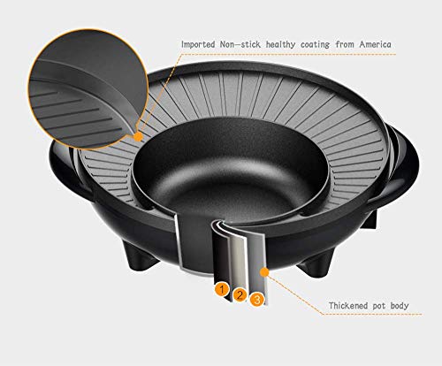 LIVEN Electric Grill with Hot Pot, Non-stick coating surface, Hot Pot with Glass Lid,1300W 120V SK-J3201 - Thumbnail 4