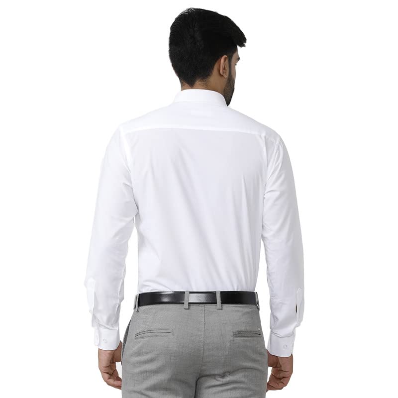 Image of UATHAYAM White Team Cotton Full Sleeve Solid Slim Fit Trending White Formal Shirt for Men Pack of 1
