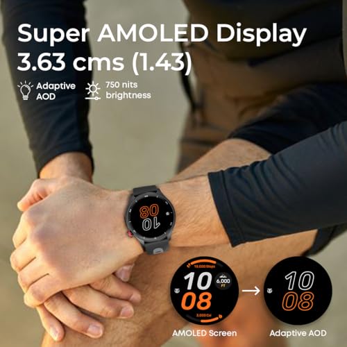 Titan Celestor 1.43" AMOLED Smart Watch with Built-in GPS, Advanced Health Intelligence, AI Voice Assistant, Aluminium Case, 100+ Sports Modes, Water Resistance – Smartwatch for Men & Women (Black)