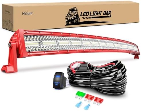 Nilight 50 50-inch triple row LED light bar with wiring harness kit