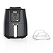 Ninja Air Fryer, 1550-Watt Programmable Base for Air Frying, Roasting, Reheating & Dehydrating with 4-Quart Ceramic Coated Basket (AF101), Black/Gray (Renewed)
