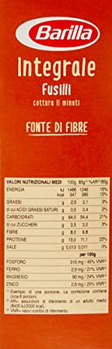 Barilla Macarrão Integral Grano Duro Fusilli Integrale 500G