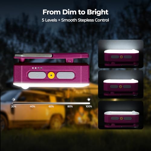 Image of BougeRV Movable Area Light, Rechargeable Camping Lantern, 3200mAh Portable Camping Light, IP65 Waterproof, Camp Lamp for Tent, Power Outages, Emergency, Outdoor(Magenta)