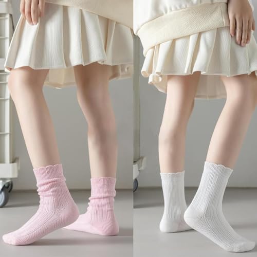 Girls' mid length socks with lace design, sweet and versatile, 6 pairs of comfortable socks4