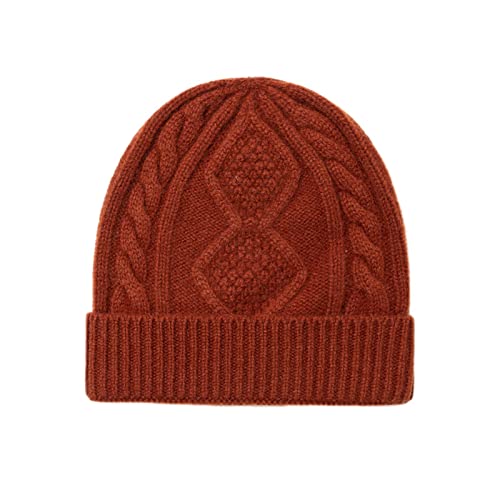Bonnet femme tricot doux et chaud en pure laine couleur caramel cocon