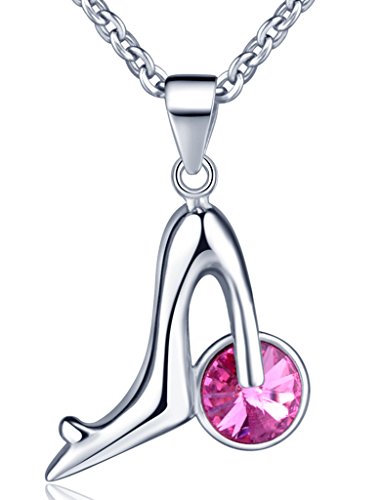 Infinite U Fancy plata de ley 925 Rose Red Cristal Austríaco de Cenicienta Zapatos de zapatos colgante collar para mujer