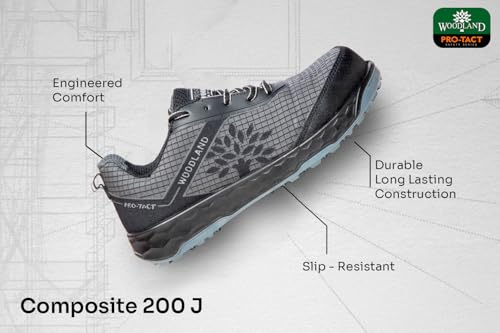 Image of Woodland Ranger Knitted Safety Shoes for Men | Oil Resistant Safety Shoe with Anti Slip Grip | Lightweight & Antistatic PU Double Density with Composite Toe | Black (10 UK, 44 EU)