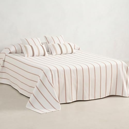 GAMUSI Colcha Cama 80/90 cm – cubrecama 180x270 cm, a Rayas, Ligera, Color Rosa