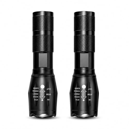QLIGHT (2Pack) Portable Led Flashlights 5 Modes 2000 Lumens Tactical Flashlight High Lumens Bright Waterproof Zoomable Flash light for Camping Emergencies Outdoor Home (Batteries Not Included)