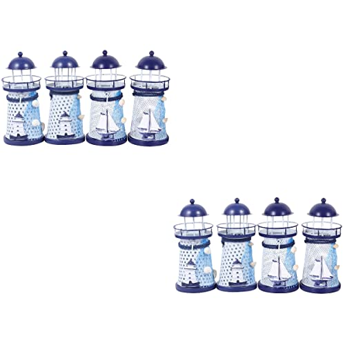 Inoomp 8 Pcs Mediterranean Style Candle Holders Iron Craft Lighthouse Candle Stands #TOP6