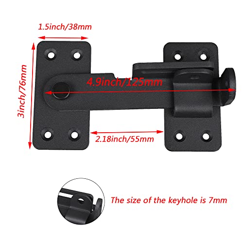 Kswlor Flip Gate Latch,Heavy Duty Latch Lock For Wooden Fence,Safety Door Bolt Latch Lock With Padlock Hole Suitable For Barn Door Lock,Fence Gate,Shed Lock,Cabinet,Black (1 Pcs) #TOP1
