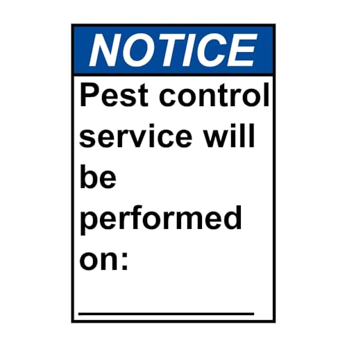 Portrait ANSI NOTICE Pest control service will be performed Sign Chemical Safety Warning Metal Tin Sign (8x12 Inches)