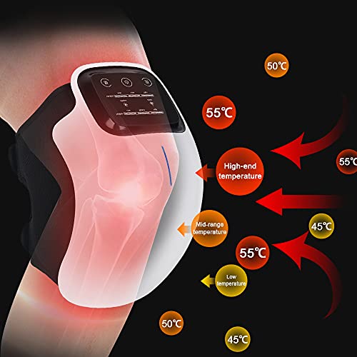 Fippurk Knee Massager with Heat and Kneading for Pain Relie，Infrared Heated Vibration Physiotherapy for Arthritis Massager，Cramps and Joint Warmer Rechargeable LED Display
