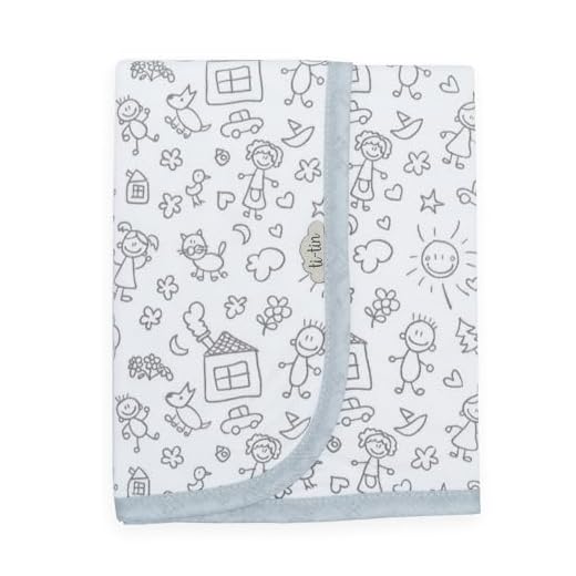 Ti TIN | Arrullo para Bebé de Doble Capa de Punto Suave y Absorbente 100% Algodón con Doble Tejido Interlock| Estampado de Niños Color Gris