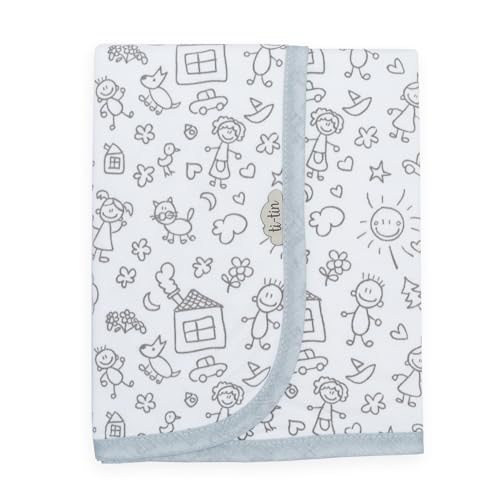 Ti TIN arrullo para bebé 80 x 80 cm, Doble Capa de algodón 100%, Transpirable, Extra Suave, fácil Lavado y Apto para Secadora, diseño Ligero y Estampados Divertidos
