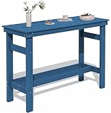 SERWALL 41' Outdoor Bar Table with 1.6' Umbrella Hole, HDPE Patio Bar Counter...