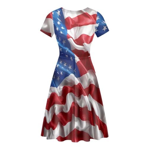 Image of POLERO Sunflower Dress for Women Floral Summer Dresses Short Sleeve Casual Sundresses Midi Dresses