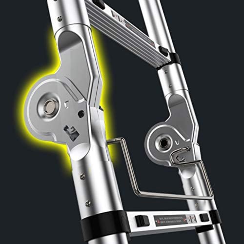 Telescopic Ladder 30 FT - Collapsible Aluminum with One-Button Retraction and Spring Loaded Locking Mechanism for Cleaning and Construction