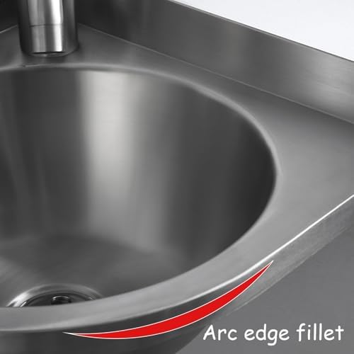 Triangular Stainless Steel Corner Sink, Space-Saving Wall-Mounted Design for Bathroom, Kitchen, Outdoor, and Garage Use,