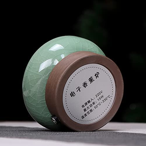Quemador de incienso eléctrico de cerámica, difusor de aceite perfumado con temperatura ajustable para el hogar y la oficina, ideal para velas de incienso y madera de agar, aromaterapia