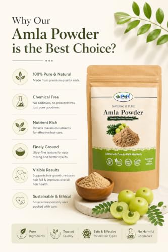 Image of Amla Powder for Hair - 100% Natural & Pure | Supports Healthy Hair & Scalp | No Additives or Preservatives (200g)